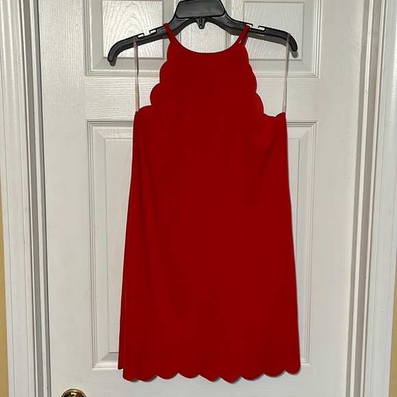Ivory Sassy Red Scallop Dress - Picture 1 of 5